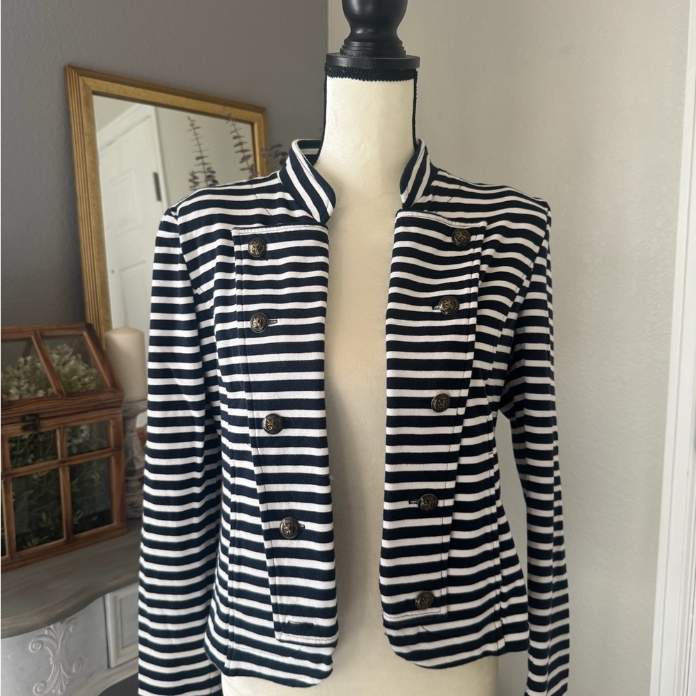 Women’s Tommy Hilfiger Navy and White Striped Blazer Cotton